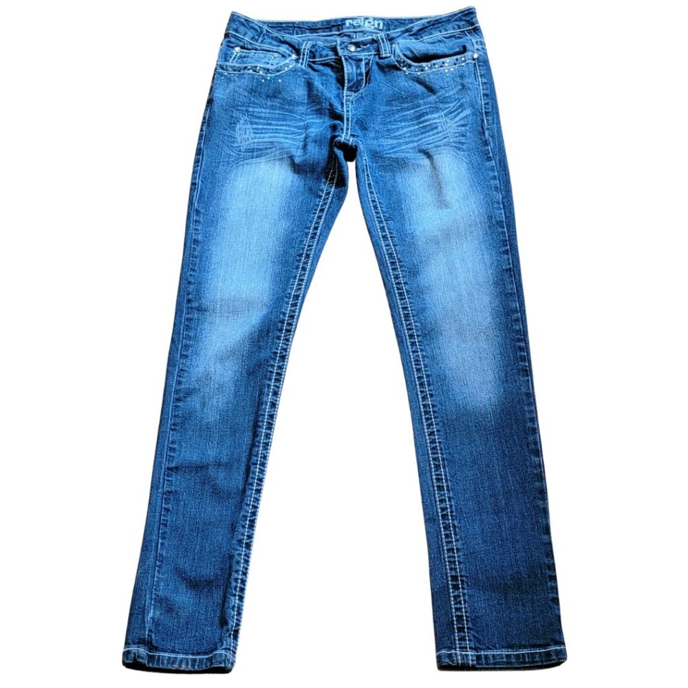 Reign Jeans Skinny Low-Rise Blue Sequins Size 9 US (or 31 waist) (GUC)